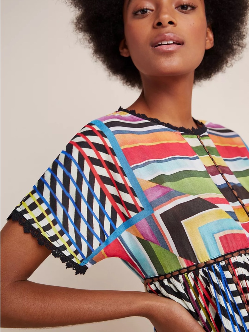 Anthropologie Conditions Apply Multicolor Striped Peplum Tunic Size Small - Picture 4 of 7
